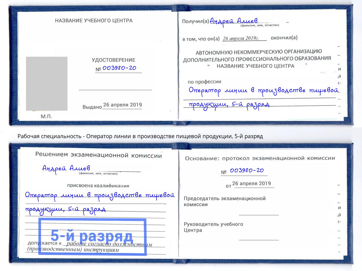 корочка 5-й разряд Оператор линии в производстве пищевой продукции Котлас