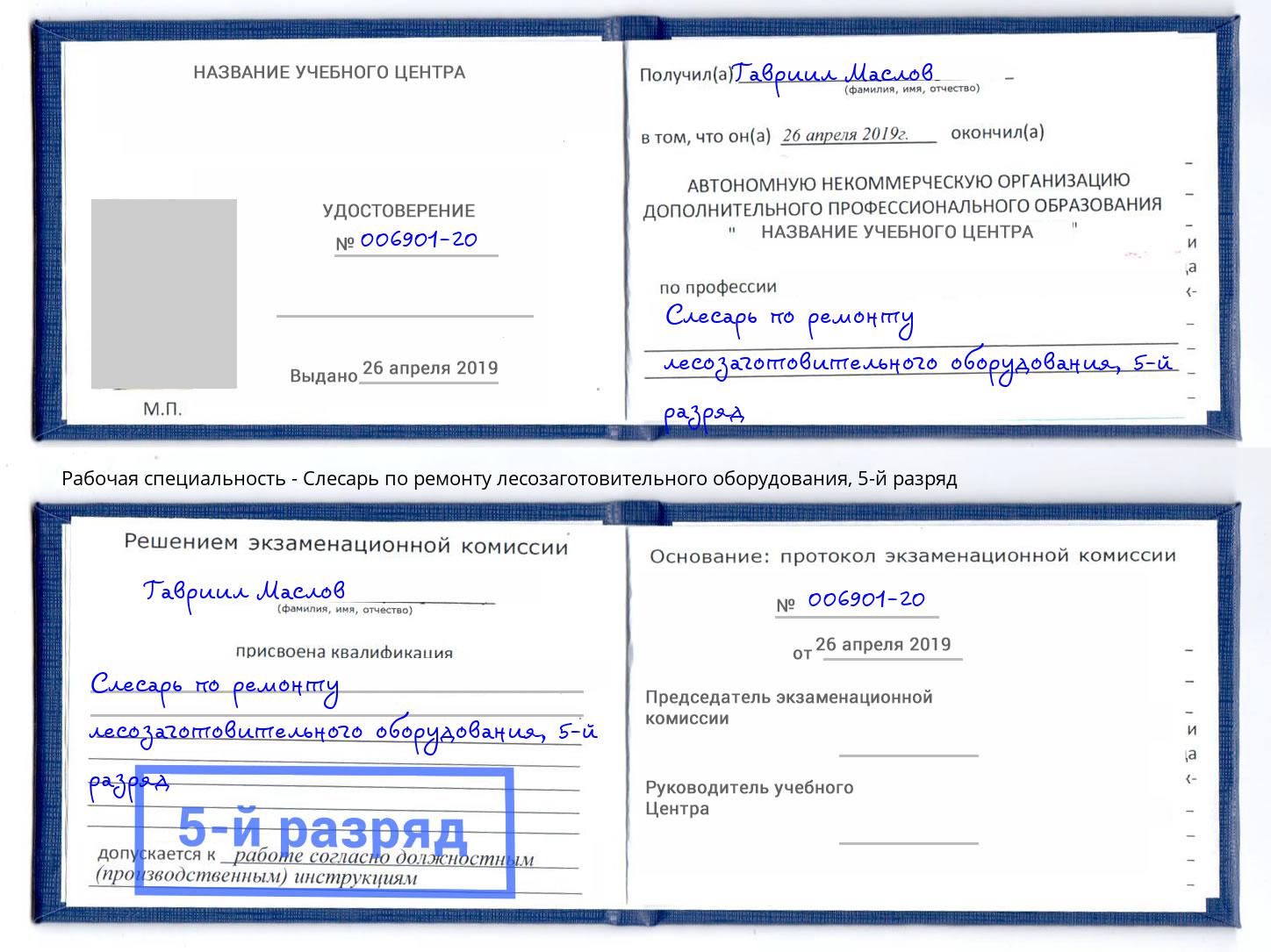 корочка 5-й разряд Слесарь по ремонту лесозаготовительного оборудования Котлас