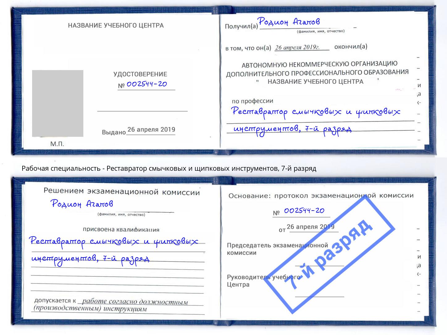 корочка 7-й разряд Реставратор смычковых и щипковых инструментов Котлас