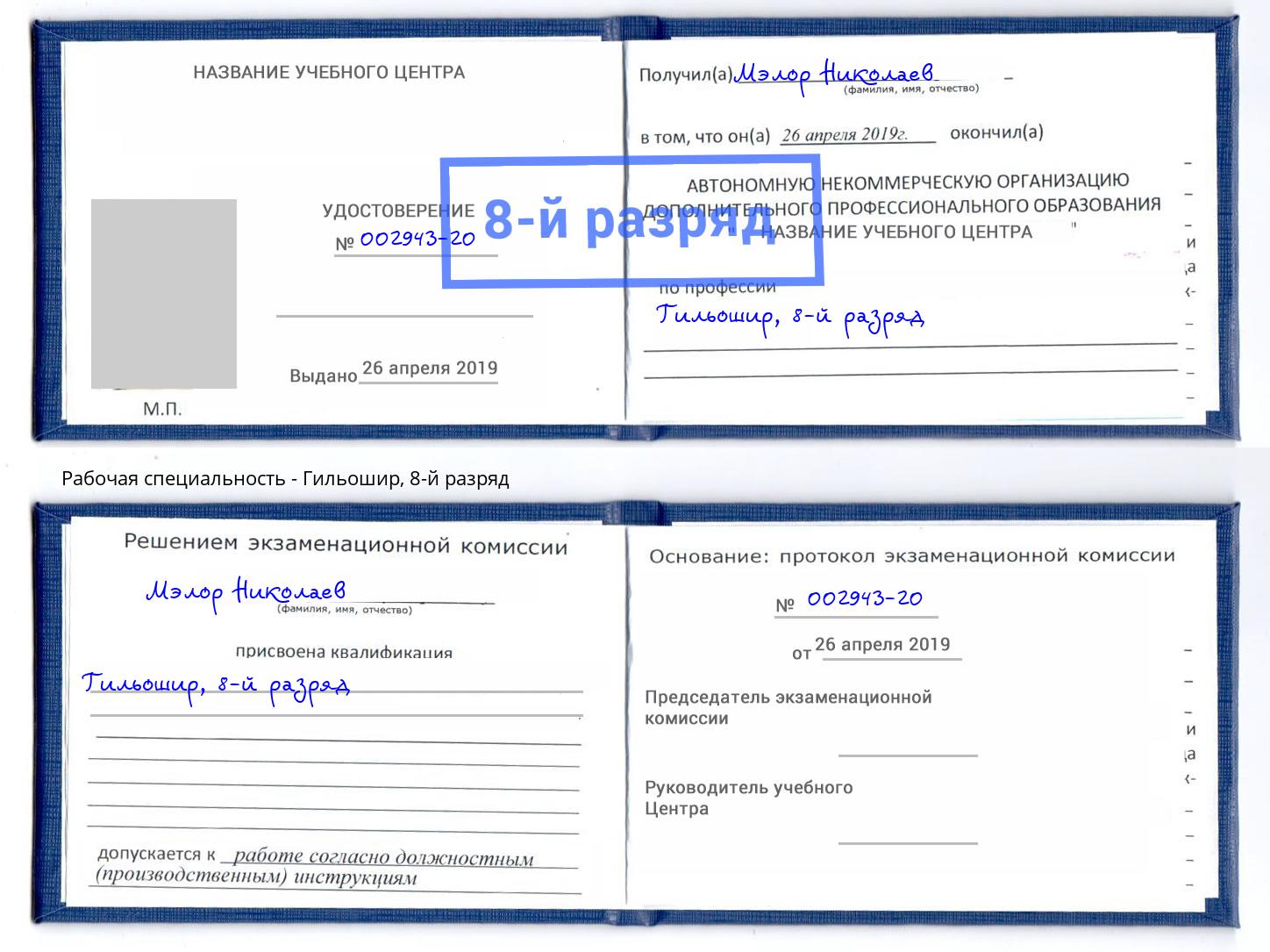 корочка 8-й разряд Гильошир Котлас